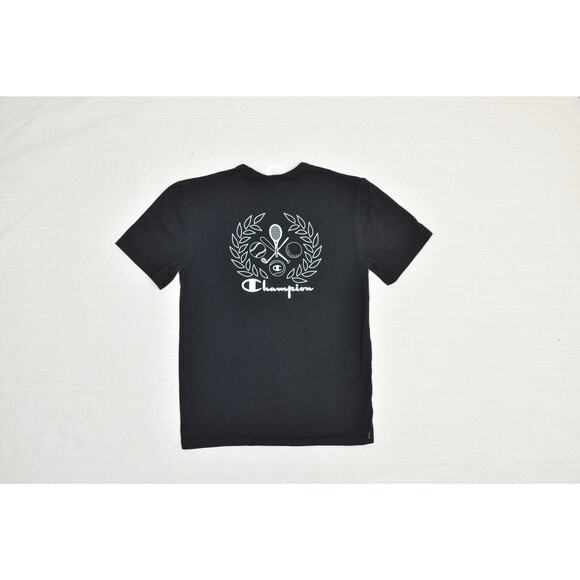 Champion Small Black Sport Laurel Crest Logo Graphic T-Shirt Tee - Picture 2 of 8